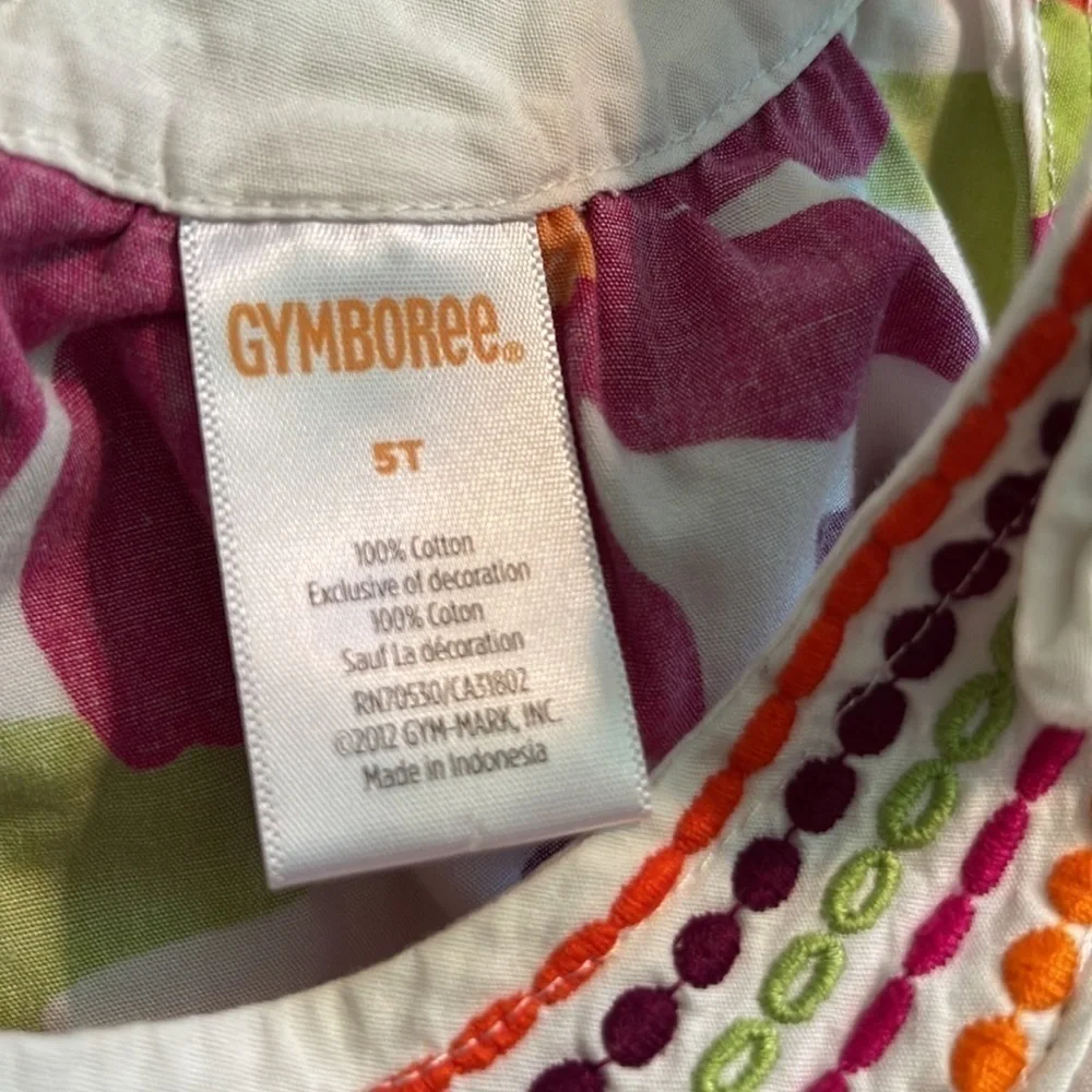 GYMBOREE Large Colorful Flowers Pullover Style Cotton Dress Size 5T . P/2A1409